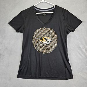 Mizzou Tigers Shirt Womens XL Black Champion Missouri University NCAA V Neck